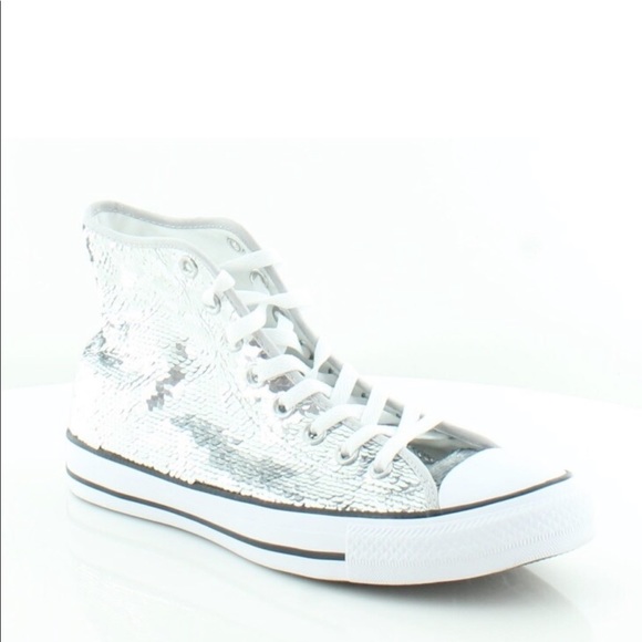 silver sequin converse